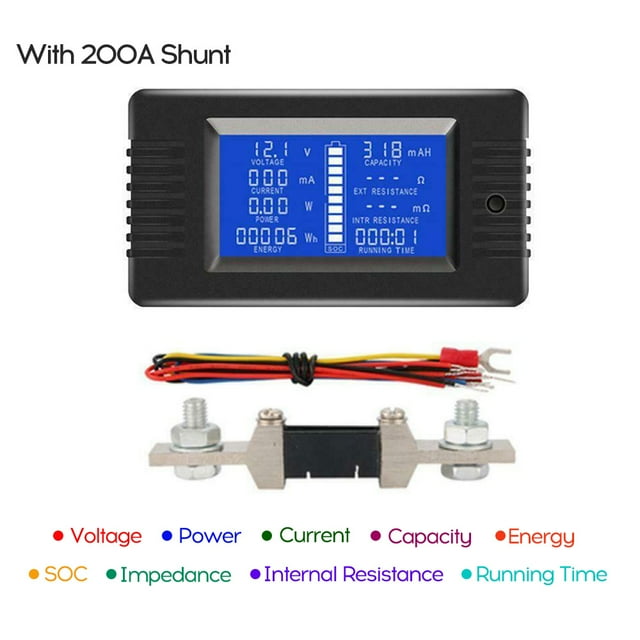 LCD Display Digital Current Voltage Solar Po- Meter Multimeter Ammeter Voltmeter Batt-ery Monitor Meter
