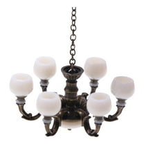 LYINGF 1/12 Miniature Dollhouse Chandelier Lighting - Hanging Ceiling Decor for Model House DIY Crafts, Detailed Victorian-Style Mini Chandeliers with Crystal Bead Decor