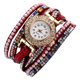 thumbnail image 1 of Reloj de cuarzo con banda de cuero de PU con diamantes de imitación coloridos Reloj femenino brillante con perlas de imitación (rojo), 1 of 5