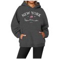 thumbnail image 2 of WEAIXIMIUNG Sweat-Shirt Habillé pour Femmes Décontracté Col Rond avec Poche Imprimé Lettres Anglaises, 2 of 3