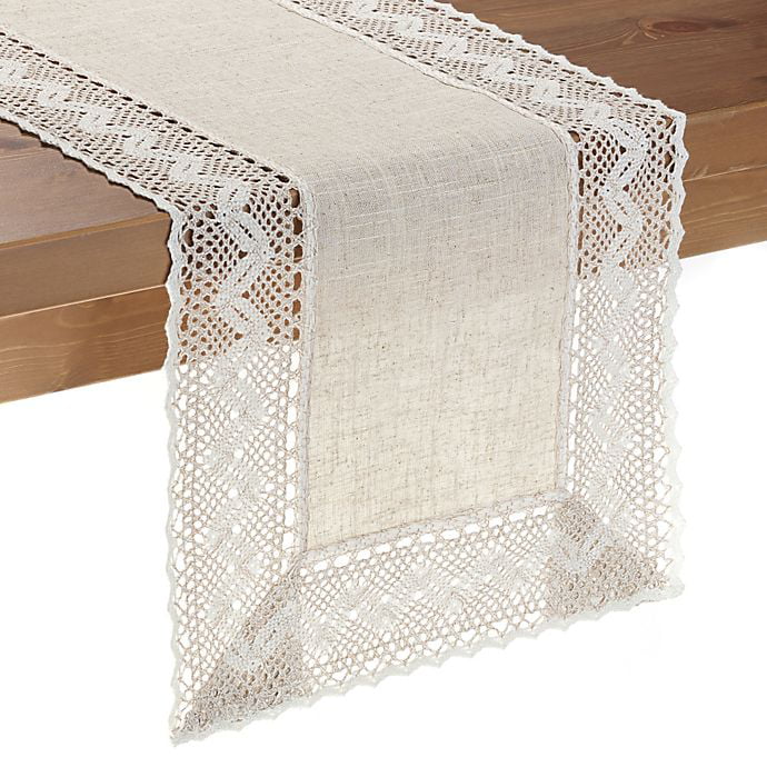 2 PC Lace shelving table runners 100% Polyester 12 inch round 