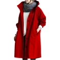 thumbnail image 1 of Women Windbreaker Jacket Casual Loose Button Pockets Hooded Windproof Waterproof For Outdoor Hiking, 1 of 2