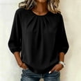 thumbnail image 2 of Tops For Women Summer Crew Neck Three Quarter Sleeve Trendy Casual Solid Streetwear Office Weekend Errands Travel Outfit Polished Daytime Brunch Workday, 2 of 7