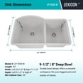 thumbnail image 4 of 32" x 20" Quartz Kitchen Sink, Double Bowl Sink, Drop-in Sink, Undermount Sink, Granite Kitchen Sink, Galaxy White Kitchen Sink with Steel Grids, Basket Strainer and Flange Lexicon Platinum LP-7030-W, 4 of 8