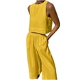 thumbnail image 2 of Fankiway Ensemble de Vêtements d'Entraînement pour Femmes Été Décontracté Sans Manches Col Rond en Coton et Lin, 2 of 6