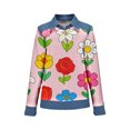 thumbnail image 6 of QASIEATN Long Sleeve Tops for Women Casual Lapel Denim Stitching Pullover Sweatshirt Spring Fall Fashion Clothing, 6 of 8
