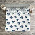 thumbnail image 3 of Ambesonne Floral Quilted Bedspread Set 3 Pcs, Watercolor Violet Blooms, King Size, Turquoise Navy Blue, 3 of 3