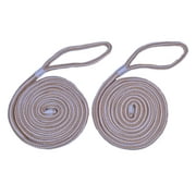1/4" Gold/White Fender Line For Boats - Double Braided Nylon 6 Feet Marine Rope - 2 Pack