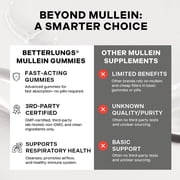 Betterbrand Mullein Chewable Gummies for Lung Cleanse and Detox, Respiratory Health Supplement, 1000mg Mullein extract per serving, 60 Gummies - 30 Day Supply - Pear Flavored