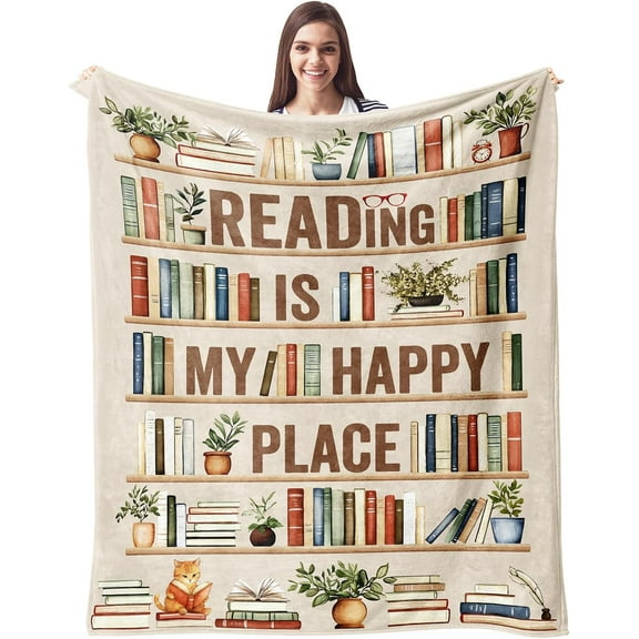 Book Lovers Gifts Blanket - Librarian Gifts Throw Blankets 60"x50" - Book Club Gifts for Reading Lover Bookish - Literary Gift Ideas - Best Bookworm Gifts on Birthday Christmas Graduation