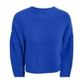 thumbnail image 4 of VISALY Turtleneck Sweatshirt Crochet Sweaters O Neck Top Long Sleeve Sweatshirt Solid Color Casual Thick Pullover Knit Sweaters Comfy Pullovers Womens Hoodies Pullover Basic Sweatshirt Blue M, 4 of 4