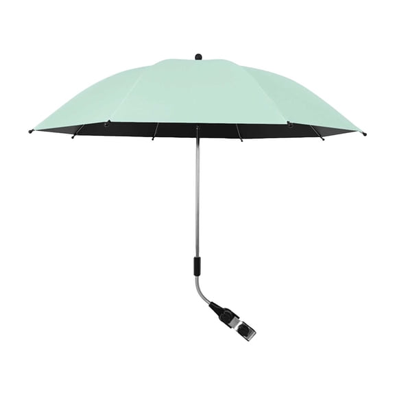 Universal Clip-On Stroller Umbrella with UPF50 Sun Protection, Adjustable 360掳 Rotating Parasol for Wagons and Camping Carts, Portable Waterproof Shade Accessory