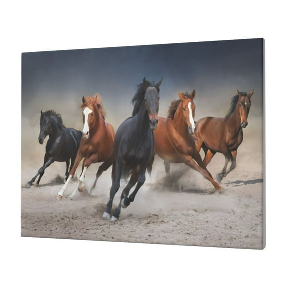 Fuzoiu Running Horses Print Canvas Wall Decorative,Modern Artwork Picture Decor Painting,Living Room Bedroom Home Office,Framed Hangable Decorative Artwork Size 30x40