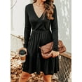 thumbnail image 6 of Cupshe Women's Surplice Neck Flounce Long Sleeve Mini Dress, Sizes XS-XL, 6 of 7
