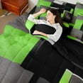 thumbnail image 4 of Feelyou Green Square Geometric Twin Bedding Sets 7-Piece, Vintage Artwork Abstract Bedding Comforter Set, Chic Rectangle Reversible Sheet Sets, Super Cozy Room Decor, 4 of 7