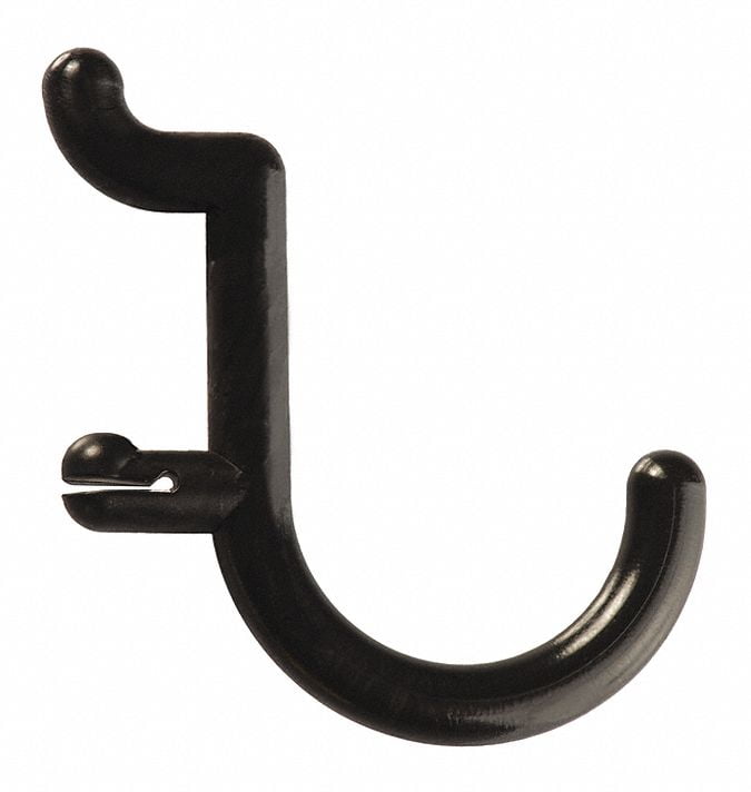 Locking Pegboard Hooks,1 in.  L,Blk,PK25 FUNCTIONAIRE 25-FH1-4