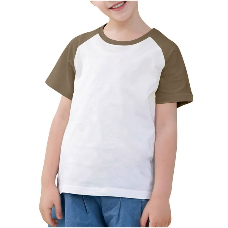 Lovzfmll Boys & Girls Solid Color Raglan Short Sleeve Tee, Casual