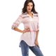 thumbnail image 5 of Mujer Roll-Up 3/4 manga camisa a cuadros túnica cuello en V Casual pulóver blusas Tops Xemadio WMZY-349-7, 5 of 7