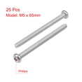 thumbnail image 2 of Unique Bargains M5 x 65mm Machine Screws Phillips Cross Pan Head Screw Fasteners Bolts 25Pcs, 2 of 3