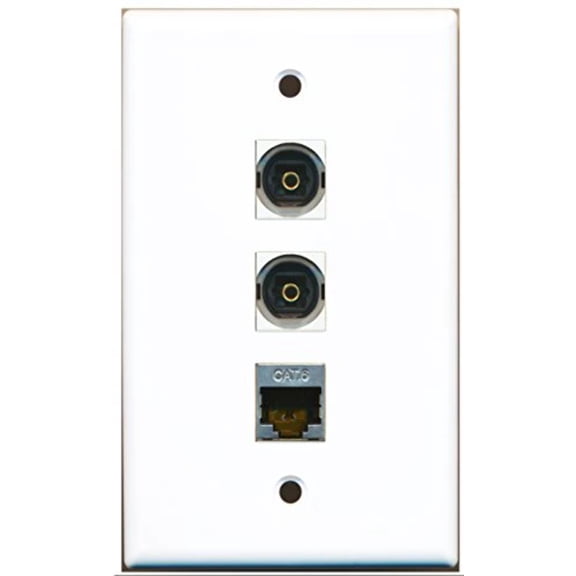 RiteAV - 1 Port Shielded Cat6 Ethernet 2 Port Toslink Wall Plate