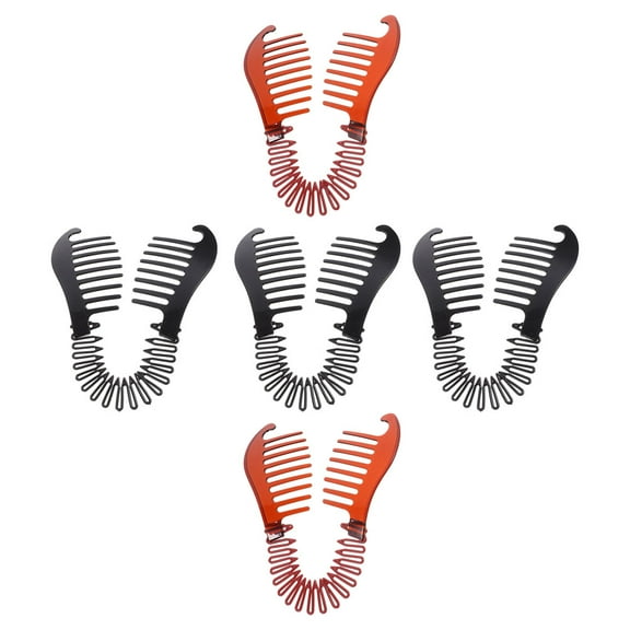 SEWCHICS 5-Pack Banana Hair Clips for Women and Girls, Flexible Plastic Hair Combs, Versatile Styling Accessories in Assorted Colors