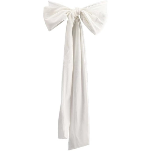 Women Velvet Sash Belt White Tie Dress 99 x 3.9 inch Sash Waist Bridal Wedding Long Belt Neck Scarf for Prom Party Special Occasion Dress Bridal Sash Belt Wide