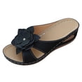 thumbnail image 6 of Modisza Women Orthopedic Wedge Floral Sandals Wide Width Comfortable Beach Slides Summer Dressy Slippers Walking Shoes size 6.5 Black, 6 of 7