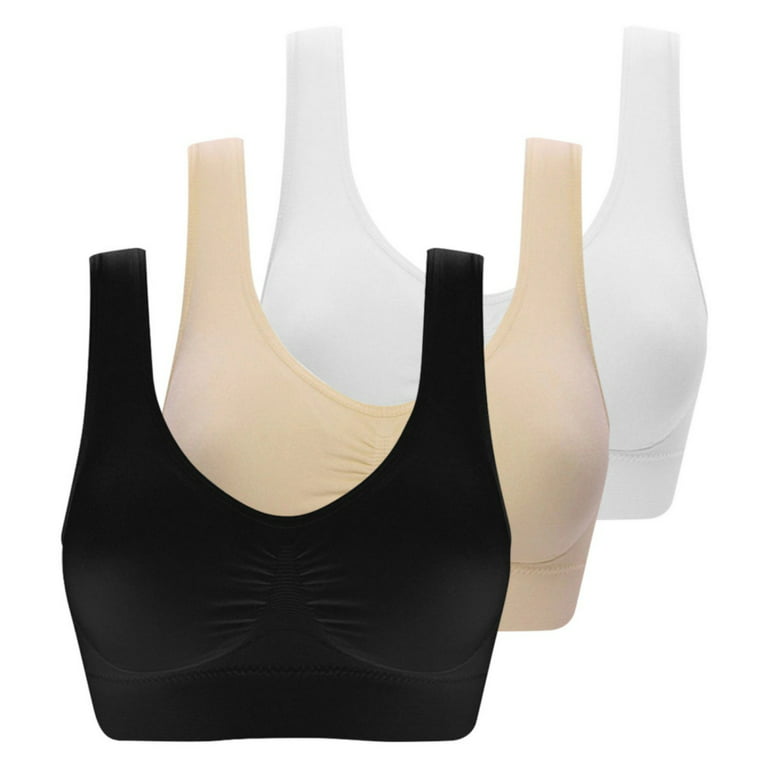 Womens Sports Bras, Yoga Comfort Seamless Stretchy Sports Bra for Women 3  Pack 