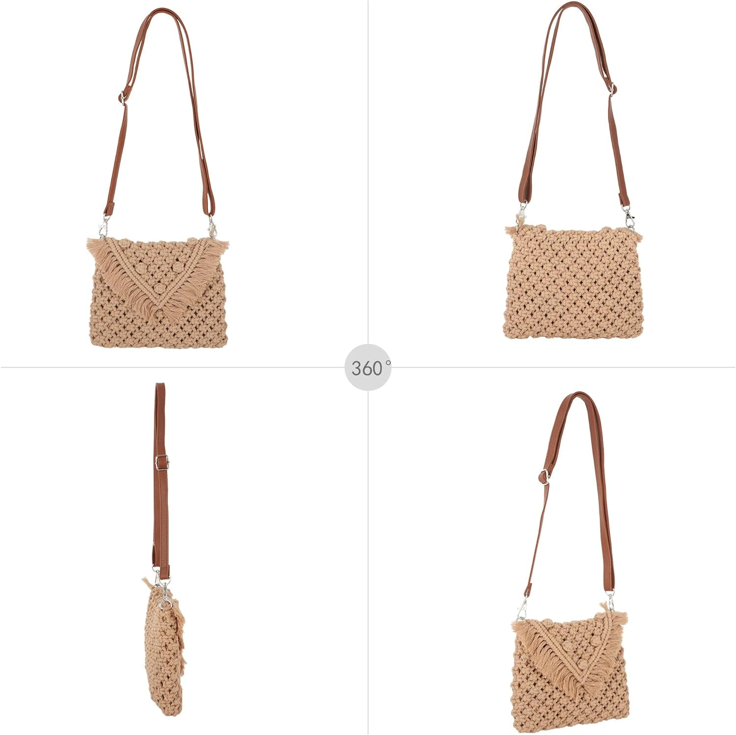 Women Small Cotton Crochet Cross-body Bag Bohemian Shoulder Bag Purse