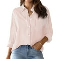 thumbnail image 5 of Jzuxvd Womens Button Down Shirts Gauze Cotton Dress Shirt Long Sleeve Oversized Solid Tunic Tops with Pockets Pink M, 5 of 8