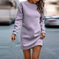 thumbnail image 2 of Women's Velvet Sweater Dress Casual Round Neck Long Sleeve Soft Comfortable Winter Fall Tunic Elegant Stylish Loose Fit, 2 of 2