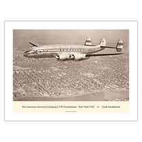 Clipper America (Lockheed L-749 Constellation) - Over New York 1947 - Vintage Aviation Poster by Clyde Sunderland - Bamboo Fine Art 290gsm Paper Print (Unframed) 18x24in