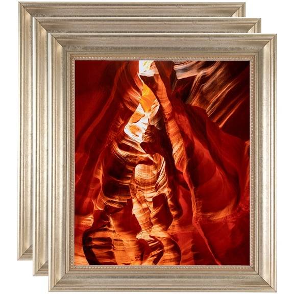 ArtToFrames 4" x 23" Aged White Gold Picture Frame, 4x23 inch Silver Wood Poster Frame (WOM-2036), 3 Pack