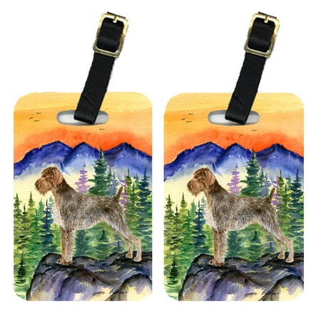 Pair of 2 German Wirehaired Pointer Luggage Tags