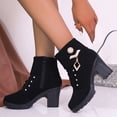 thumbnail image 5 of JUSLIO Boots for Women,Chunky Heel Boots Zipper High Heel Fashion Casual Comfort Mid Calf Boots, 5 of 9