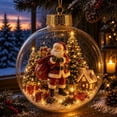 thumbnail image 2 of Christmas in July Glowing Vintage Christmas Hanging Ornament, Warm-Light PVC Tree Decor with Santa & Gift Scene, Indoor Christmas Decorations for Mantel & Window, 2 of 6
