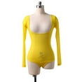 thumbnail image 2 of Long Sleeve Bodycon Gauze Top  Sheer Pure Mesh T Shirts Sexy Adult Bellydance Costumes Carnival Outfit Open Bust Leotard,Leotard,Yellow,3- BTS/Fall,Semi-Opaque, 2 of 8