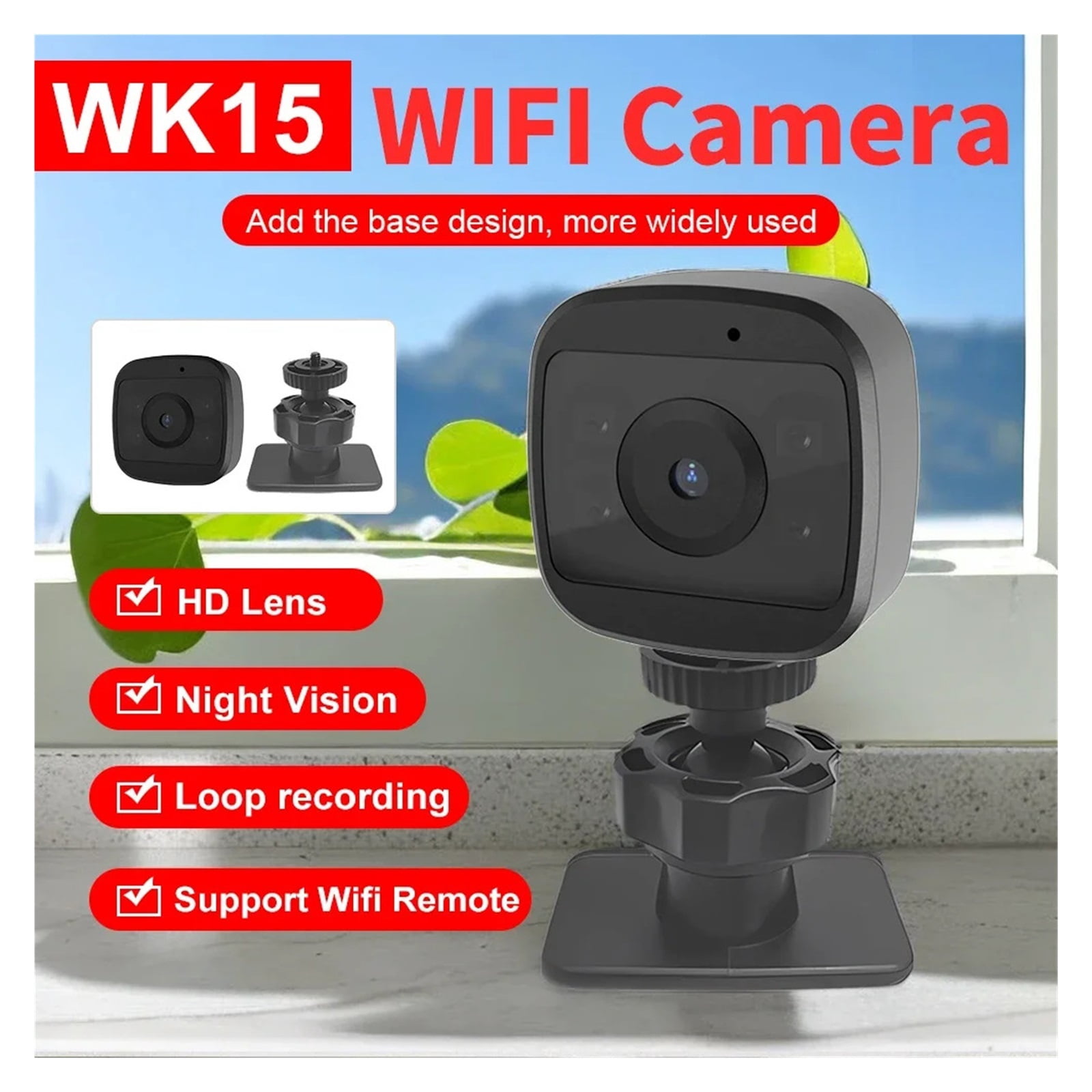 WK15 Mini Camera Wireless Baby Monitor Indoor Safety Security Surveillance HD Night Vision Camera IP Camera Recorder ,Ultra-HD Quality