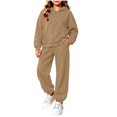 thumbnail image 6 of VIPOIN Kids Full Zip Up Fleece Hoodie and Jogger Pants Set, Cozy Solid Color Tracksuit for Daily Wear, 6 of 7