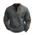 thumbnail image 2 of Men's Retro American Print Round Neck Half Pullover Hoodie, Casual Long Sleeve Sweatshirt, Vintage Streetwear for Christmas, Fall Winter, Casual Daily Wear,Camel,L, 2 of 4