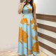 thumbnail image 1 of Puntoco Vestido Casual De Manga Corta Con Cuello Redondo Estampado Para Mujer Naranja Xl,Regalos Para Mujer Joven, 1 of 5