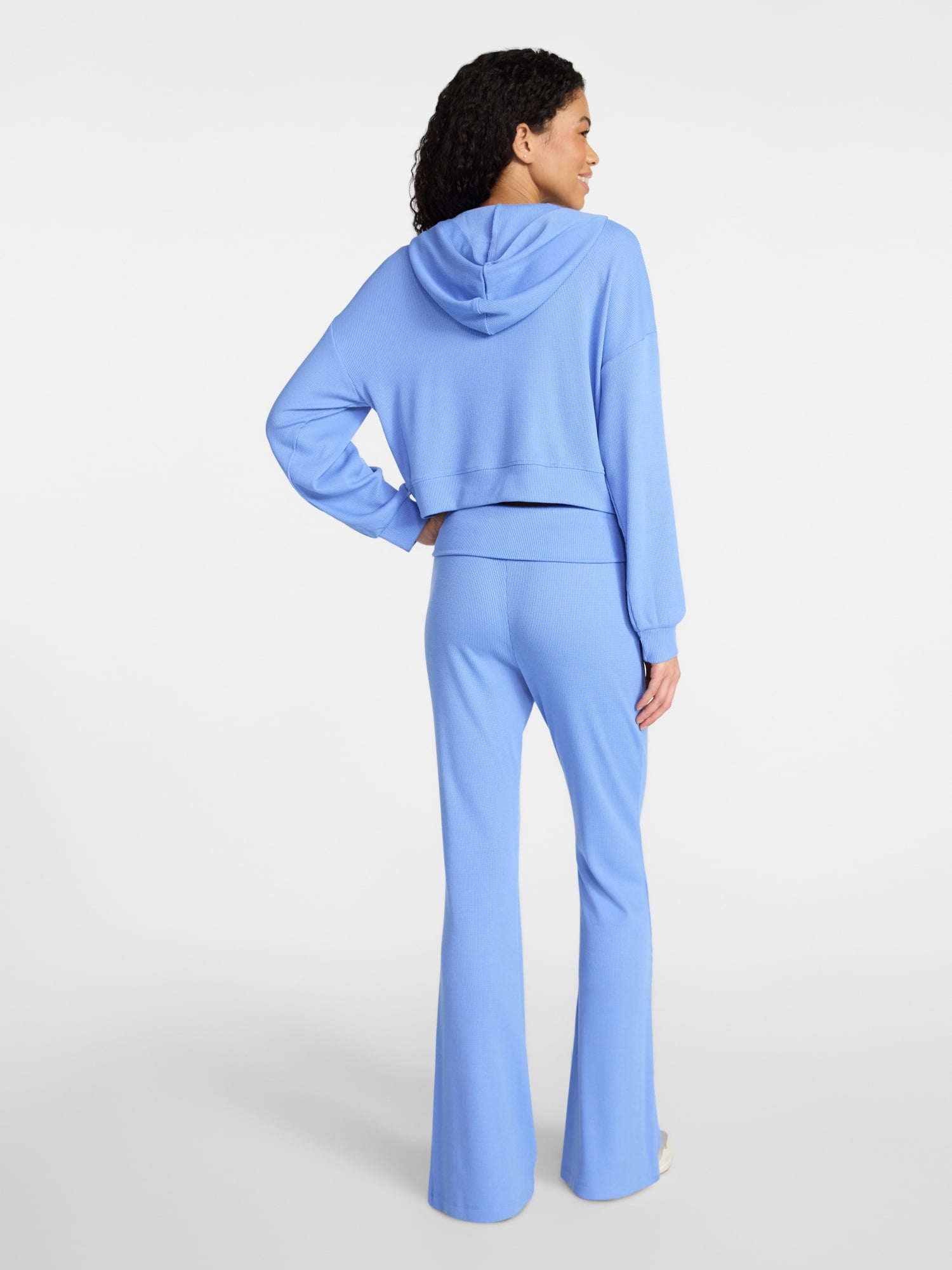 No Boundaries Star Hoodie and Foldover Flare Pants Set, 2-Piece