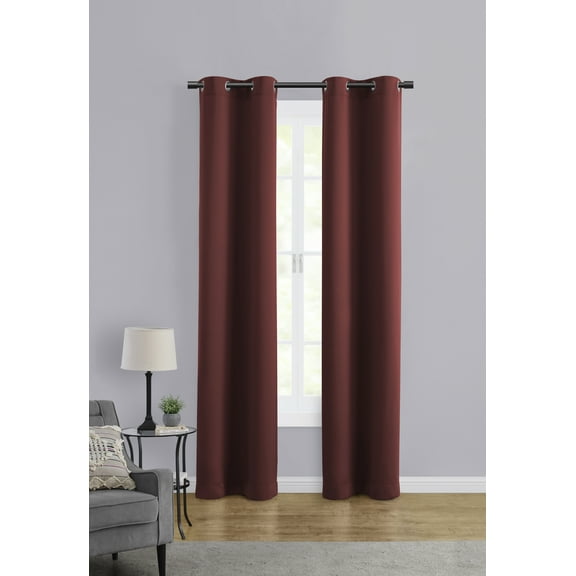 Mainstays Room Darkening Grommet Curtain Panel Pair, Set of 2, Brick, 30"W x 84"L