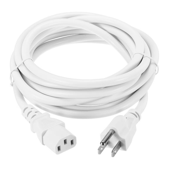 Uxcell 8ft 18 AWG White 18/3 Universal Power Cord C13 to NEMA 5-15P 10A 125V 3-Prong Extension Power Cord