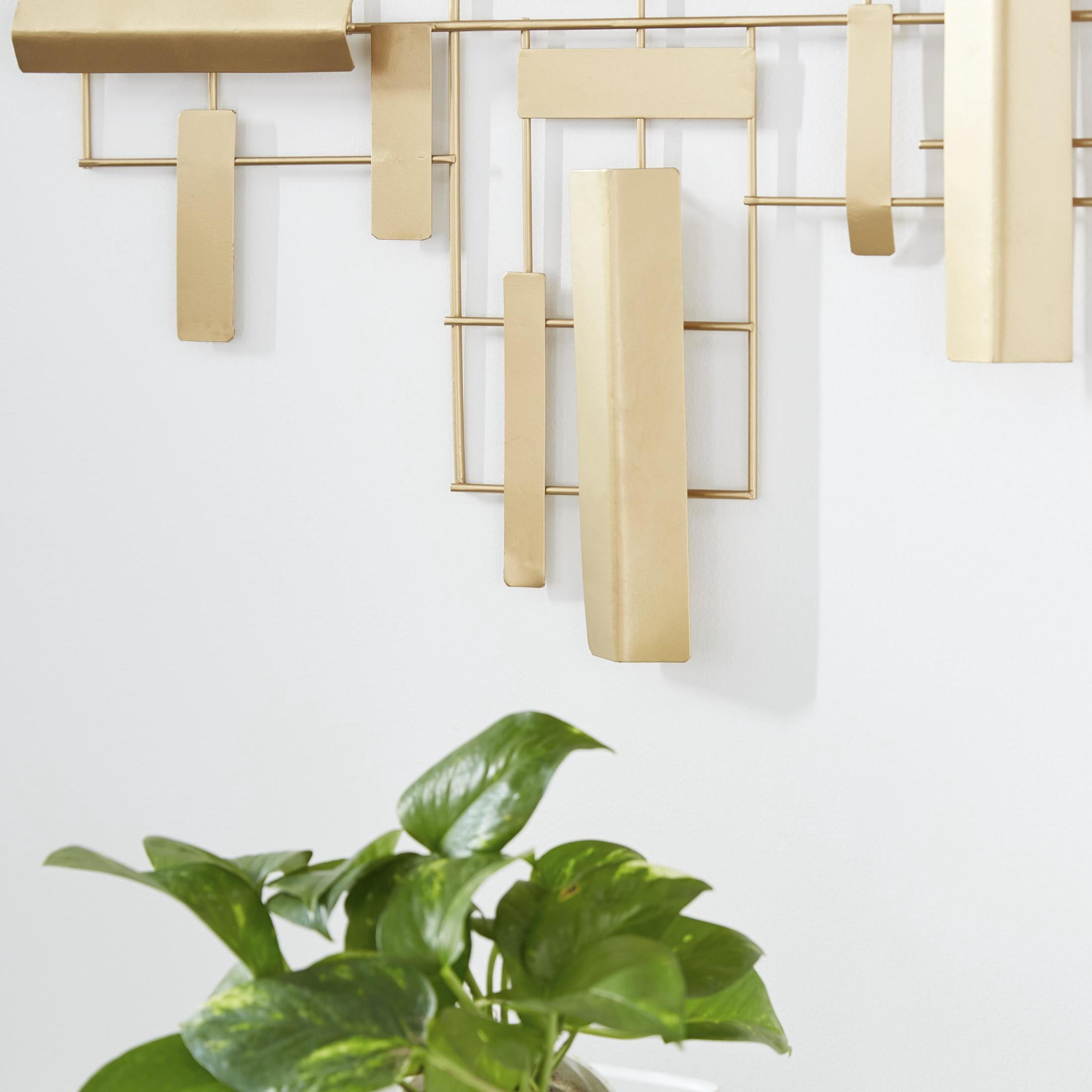 CosmoLiving by Cosmopolitan Gold Metal 3D Stripe Geometric Wall Decor
