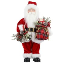 UTEN 12" Santa Claus Christmas Figurine Figure Decoration with Gifts Bag and 2 Bells for Holiday Party Home Decoration
