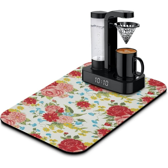 Washable Pioneer Quick Dish Drying Mats Non-Slip Coffee Maker Mat for Kitchen Counter Home Coffee Bar Pad 19.5''''x12''''