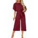 thumbnail image 2 of Gibobby Monos de Moda Casual Verano Color Sólido Sin Mangas Pantalones Capri Cintura Alta Corbata Mono(Vino， S), 2 of 4