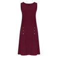 thumbnail image 6 of Women's Sleeveless V Neck Casual Dress, Buttonless Design, Lightweight Blend, Warm Weather Wear, 6 of 7
