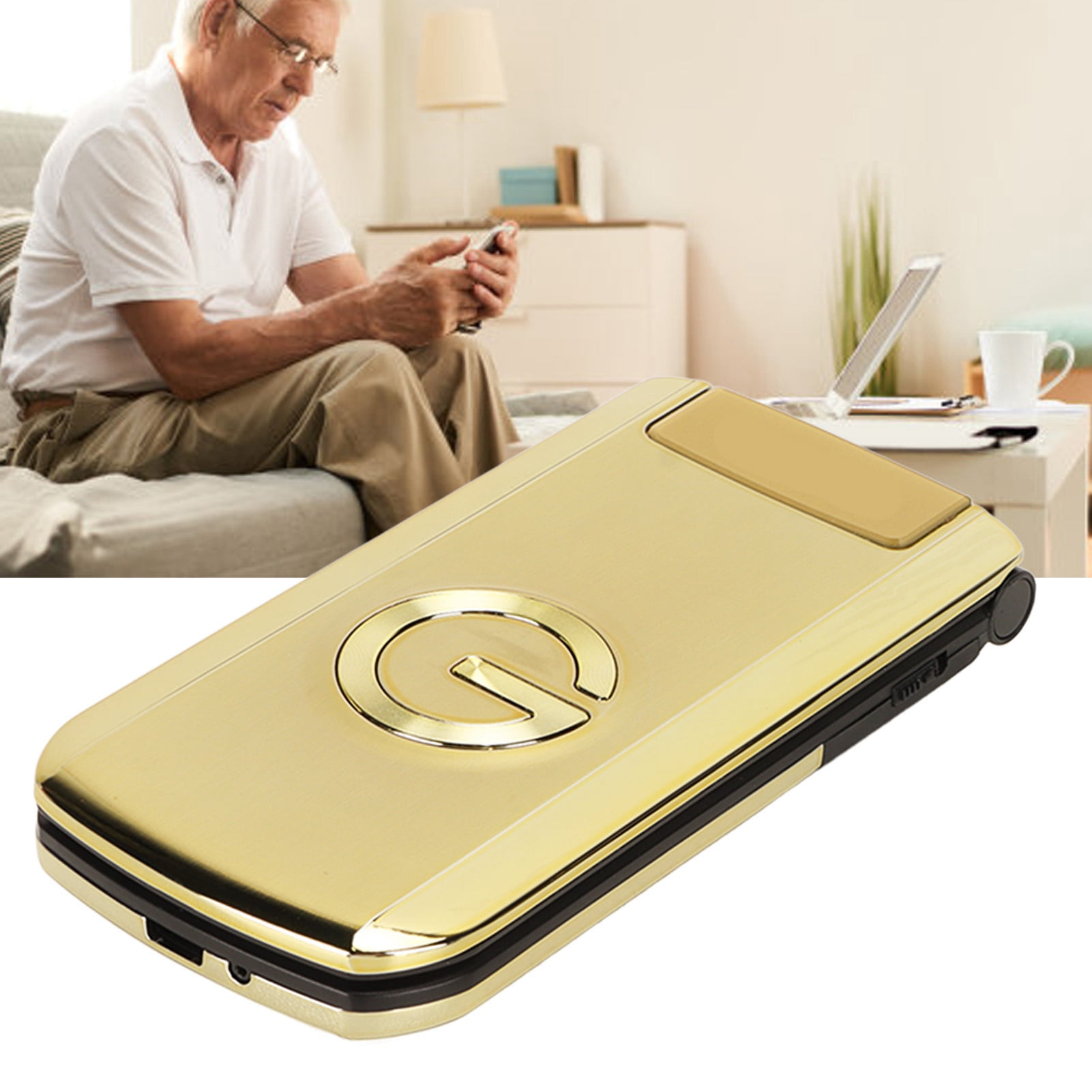 Senior Flip Phone, Gold Fast Dial Flip Cell Phone  For Elderly For Daily Life